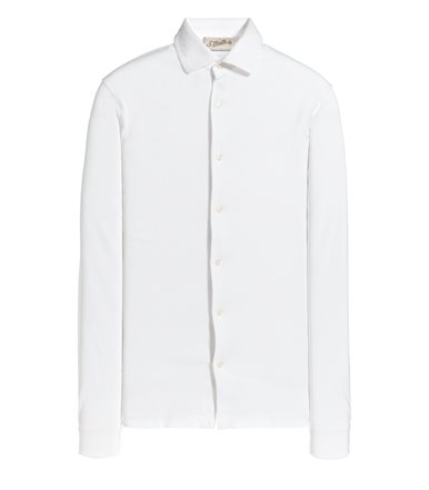 WHITE SHIRT LONG SLEEVE STRAIGHT FIT IN VINTAGE PIQUET