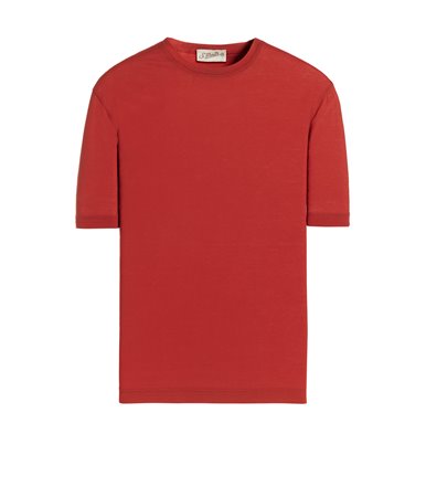 RED T-SHIRT SHORT SLEEVE JERSEY CREPE