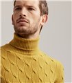 CABLE TURTLENECK WOOL CASHMERE - YELLOW