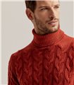 CABLE TURTLENECK WOOL SILK CASHMERE - RED