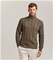 CABLE TURTLENECK WOOL SILK CASHMERE - OLIVE