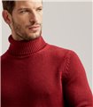 CABLE TURTLENECK WOOL SILK CASHMERE  -  RED