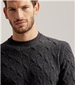 CABLE CREWNECK WOOL CASHMERE - CHARCOAL