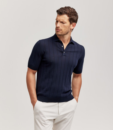 POLO SWEATER RIBBED - COTTON
